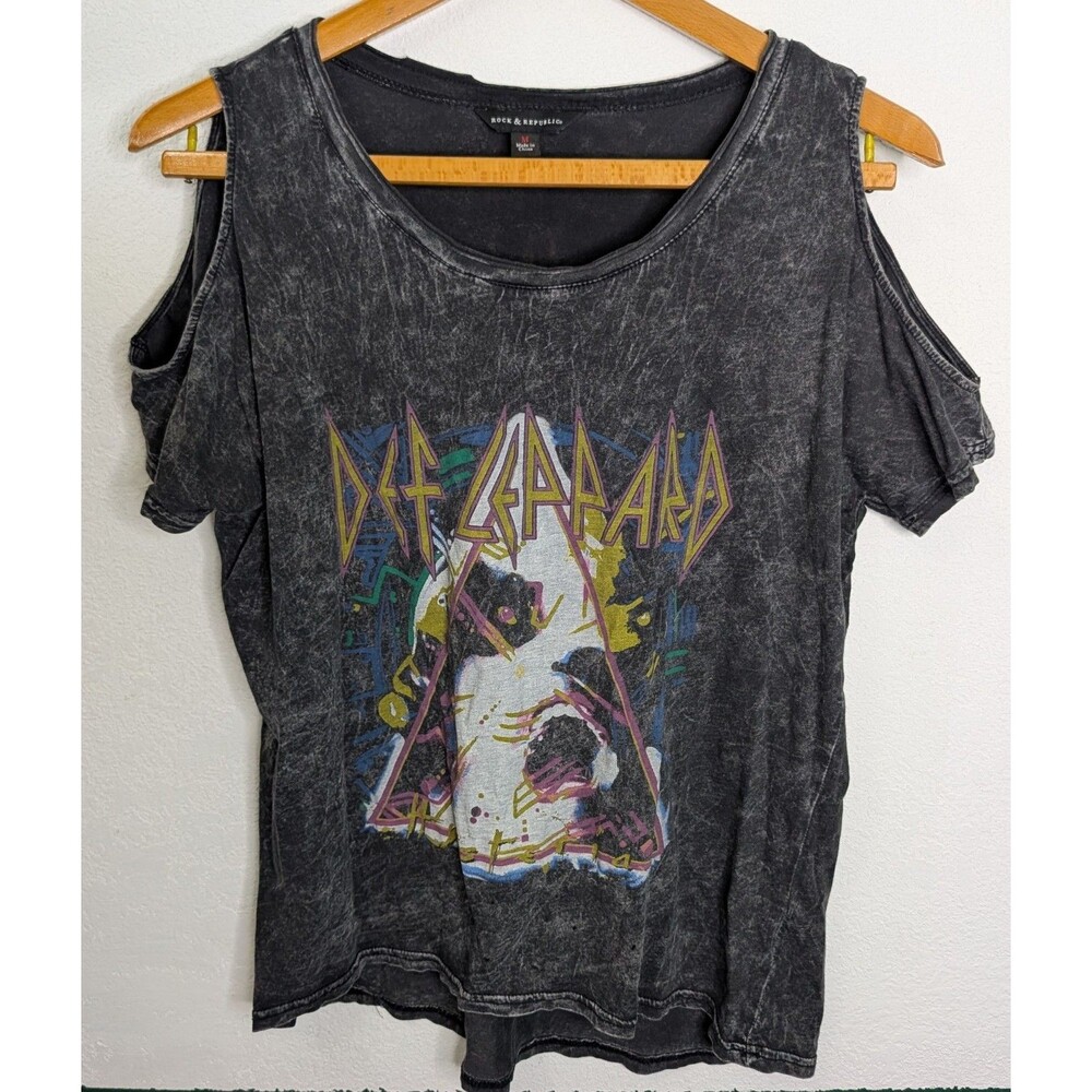 Rock & Republic Women's M 80s Style Def Leppard Band Shirt Hysteria Tour (405)